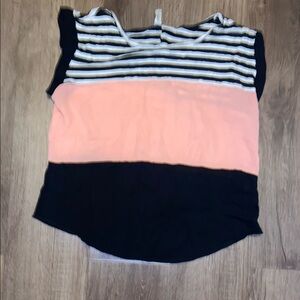 Striped Pink and Black Women's Top